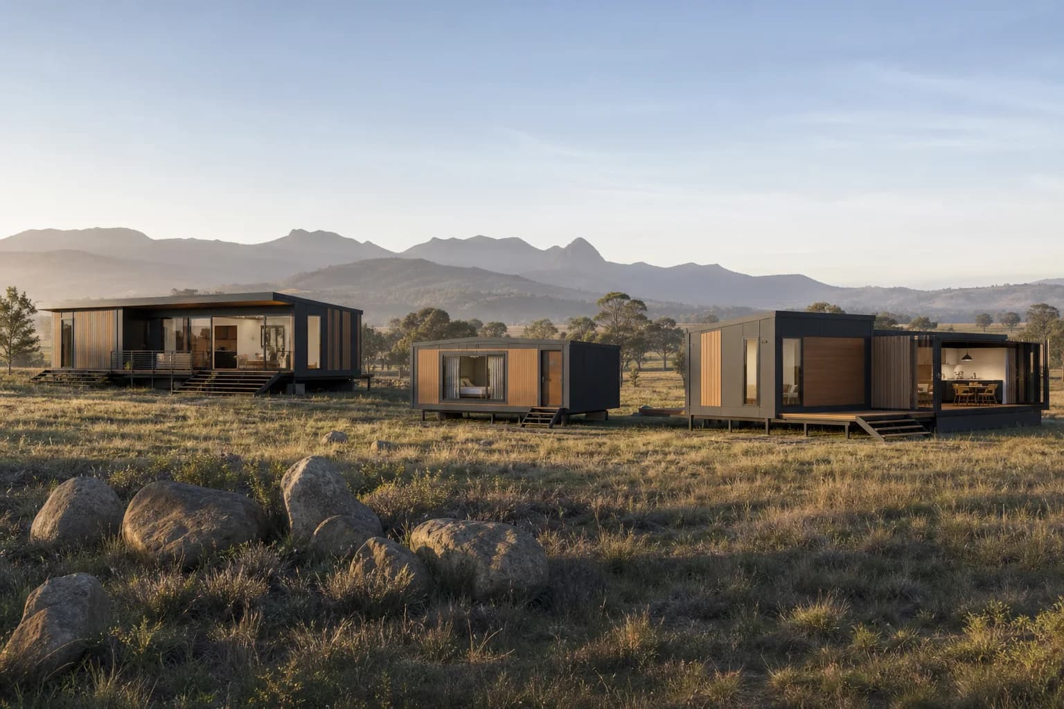 Three distinct modular home forms in an Australian landscape