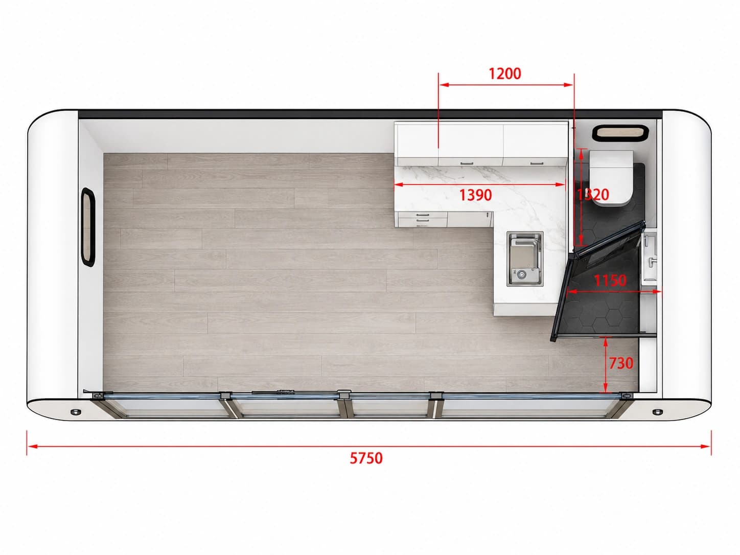 6m Backyard Office Pod floor plan 1