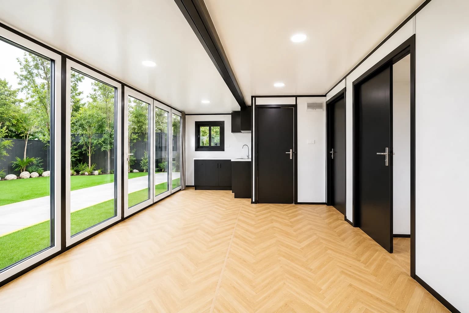 6M Container Home with 2 Bedrooms - Glass Curtain Wall — interior view 2