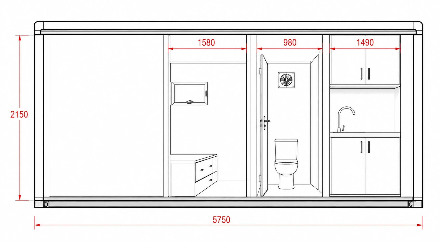 6m Push-Out Pod floor plan 2