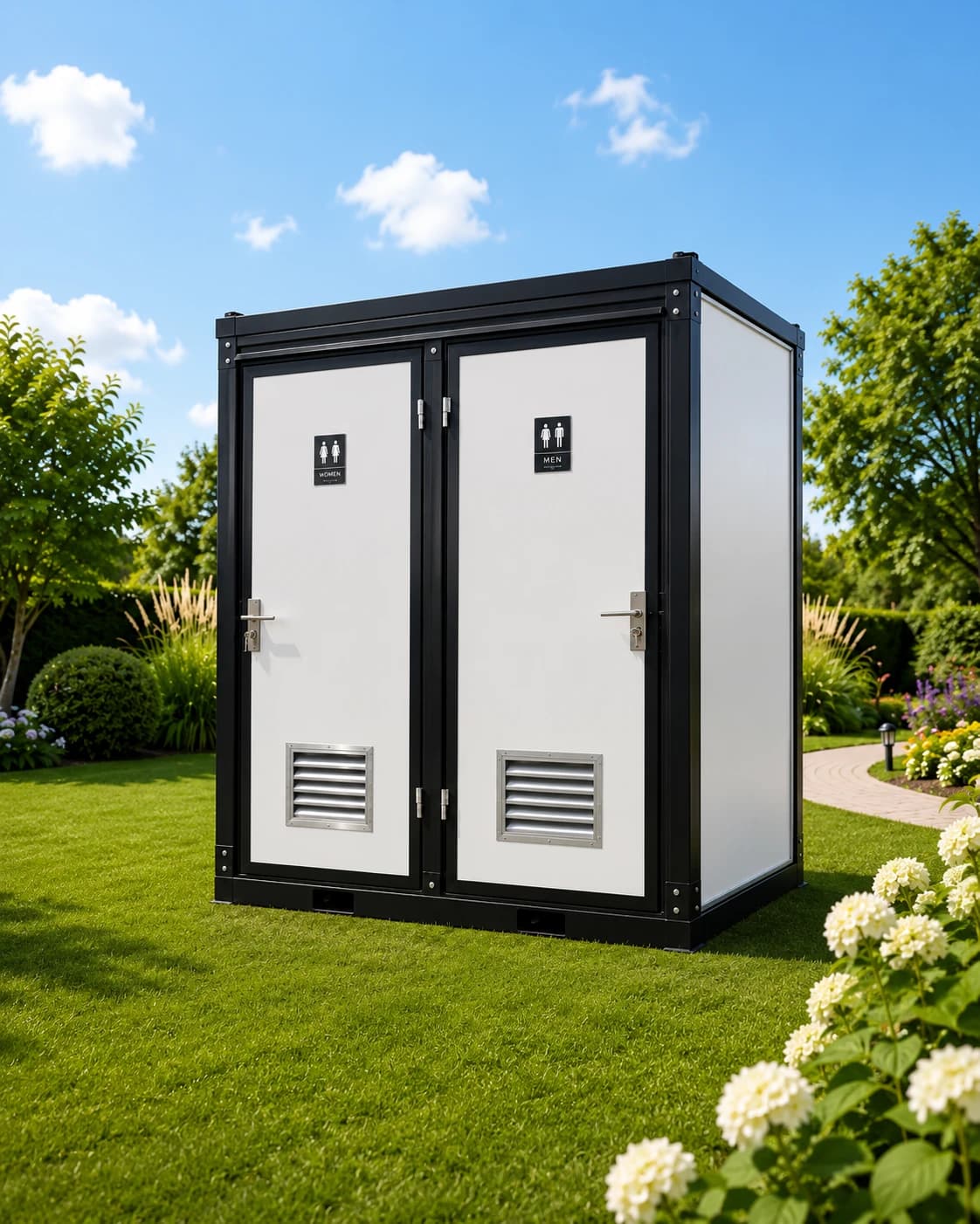 A Double Toilet Block, ready to position on site