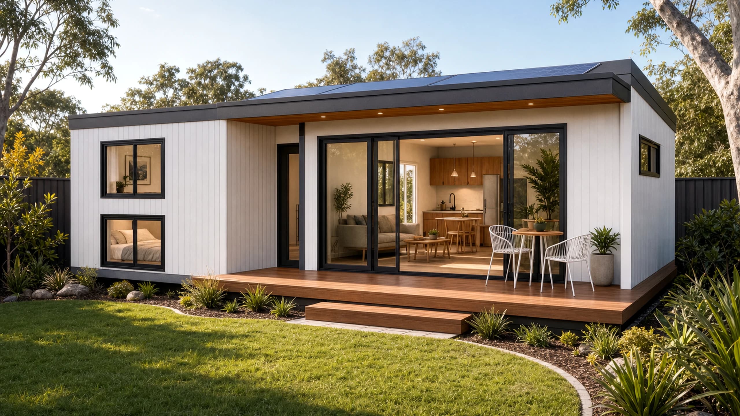 Premium Space 60 - Hamilton premium modular home in a landscaped garden setting