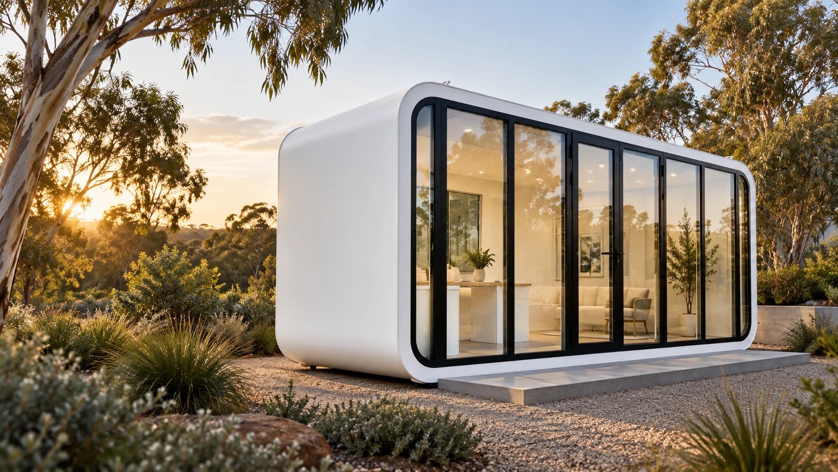 The Vista 20 expandable modular home exterior by ModuHaus