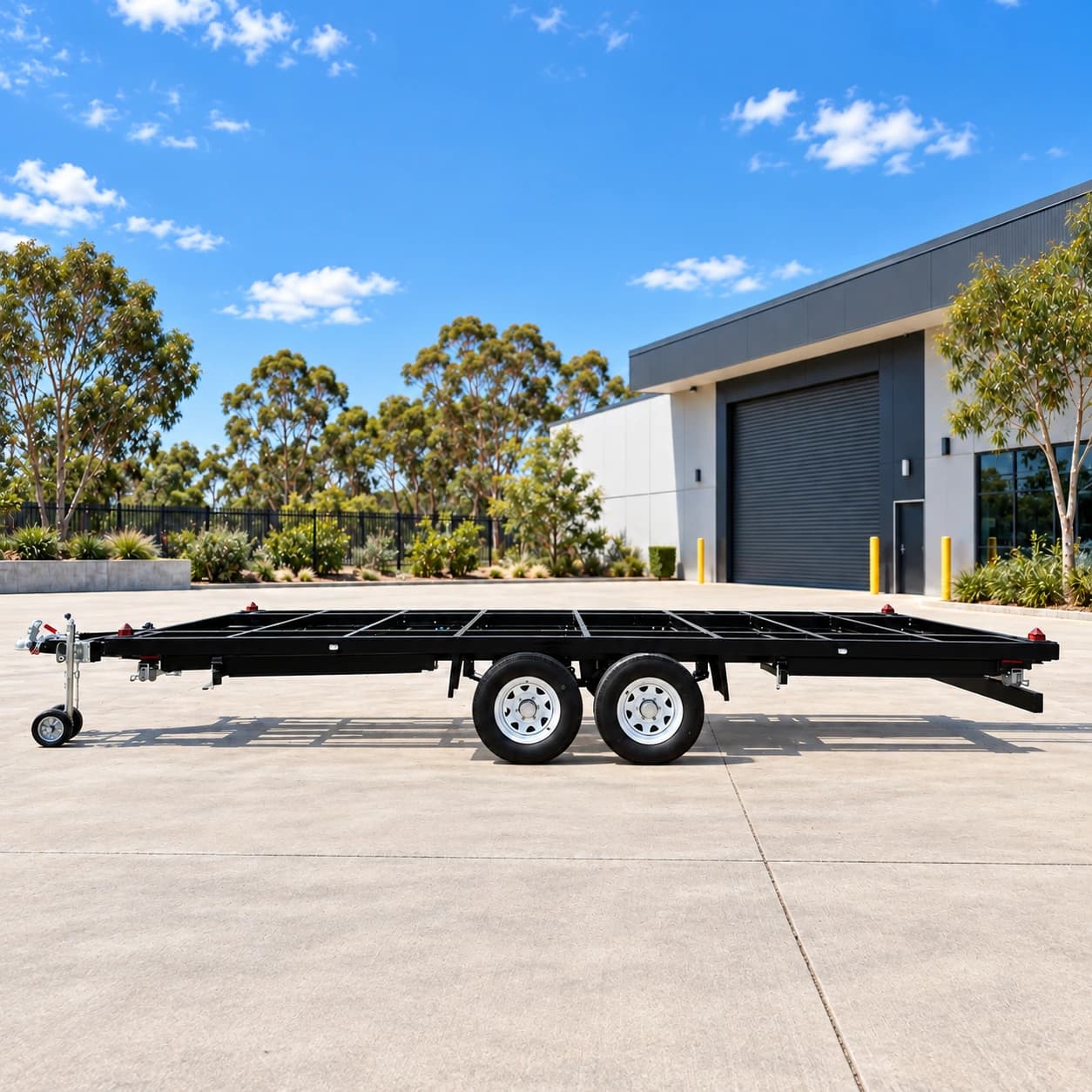 Side profile of the 20ft modular cabin trailer chassis