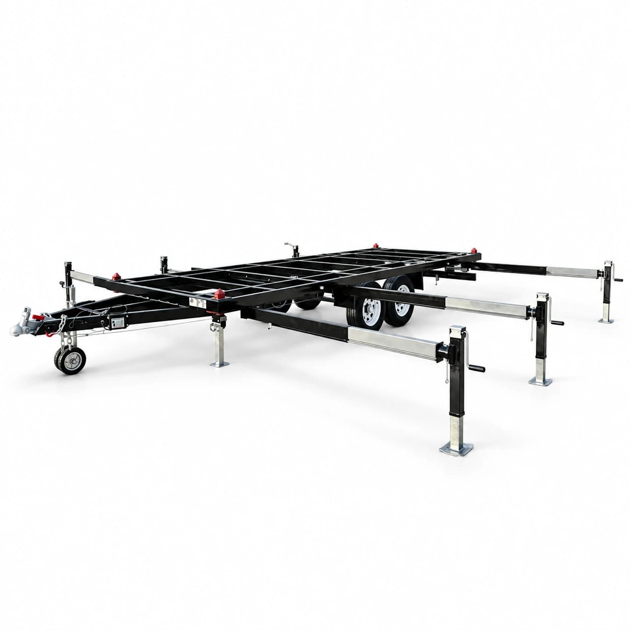 Isolated studio view of the trailer chassis